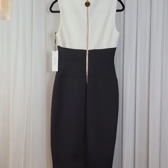 Calvin Klein Black and White Midi Classy Dress. Size 4